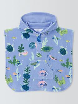 John Lewis Baby Rockpool Hooded Towel Poncho, Blue Multi, Blue Multi