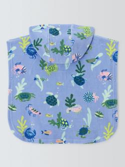 John Lewis Baby Rockpool Hooded Towel Poncho, Blue Multi - view 2, Blue Multi