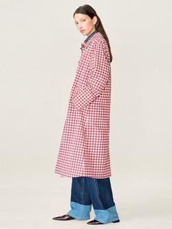 OMNES Charleston Gingham Basket Weave Coat, Merlot/Cream - view 2, Merlot/Cream