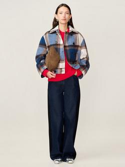 OMNES Clyde Check Boxy Jacket, Blue/Brown, Blue/Brown