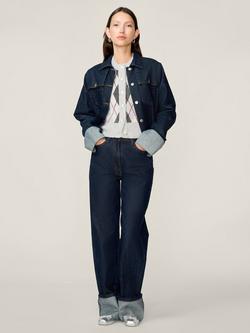 OMNES Jesse Cropped Denim Jacket, Blue, Blue