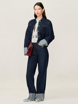 OMNES Jesse Cropped Denim Jacket, Blue - view 2, Blue