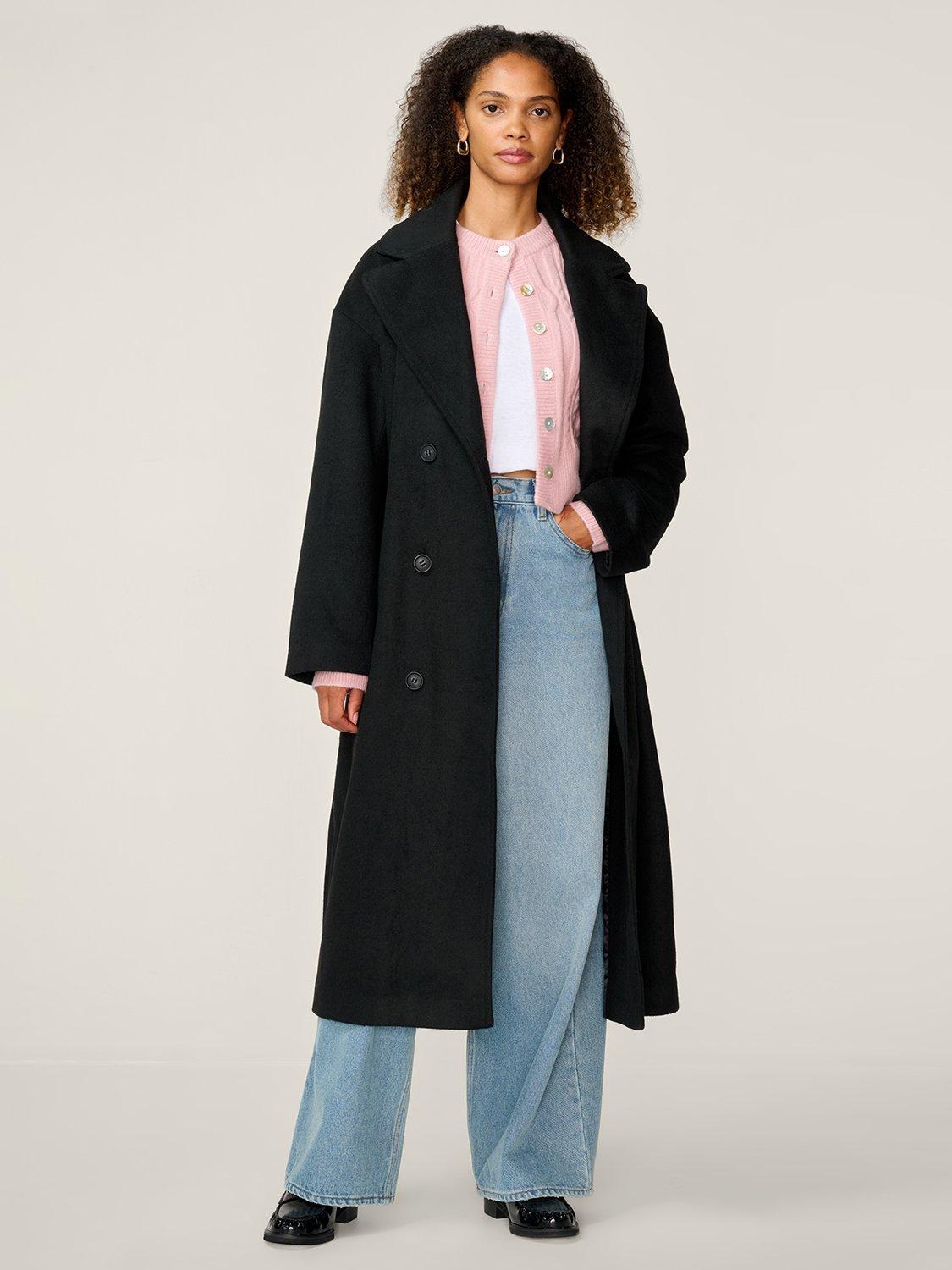 Product image 1 of 5, which shows OMNES Tina Oversized Long Coat, Black, XS