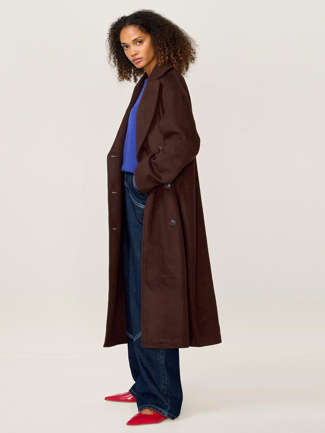 Product image 2 of 5, which shows OMNES Tina Oversized Long Coat, Brown, XS