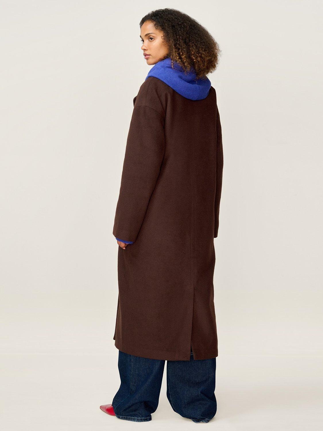 Product image 3 of 5, which shows OMNES Tina Oversized Long Coat, Brown, XS