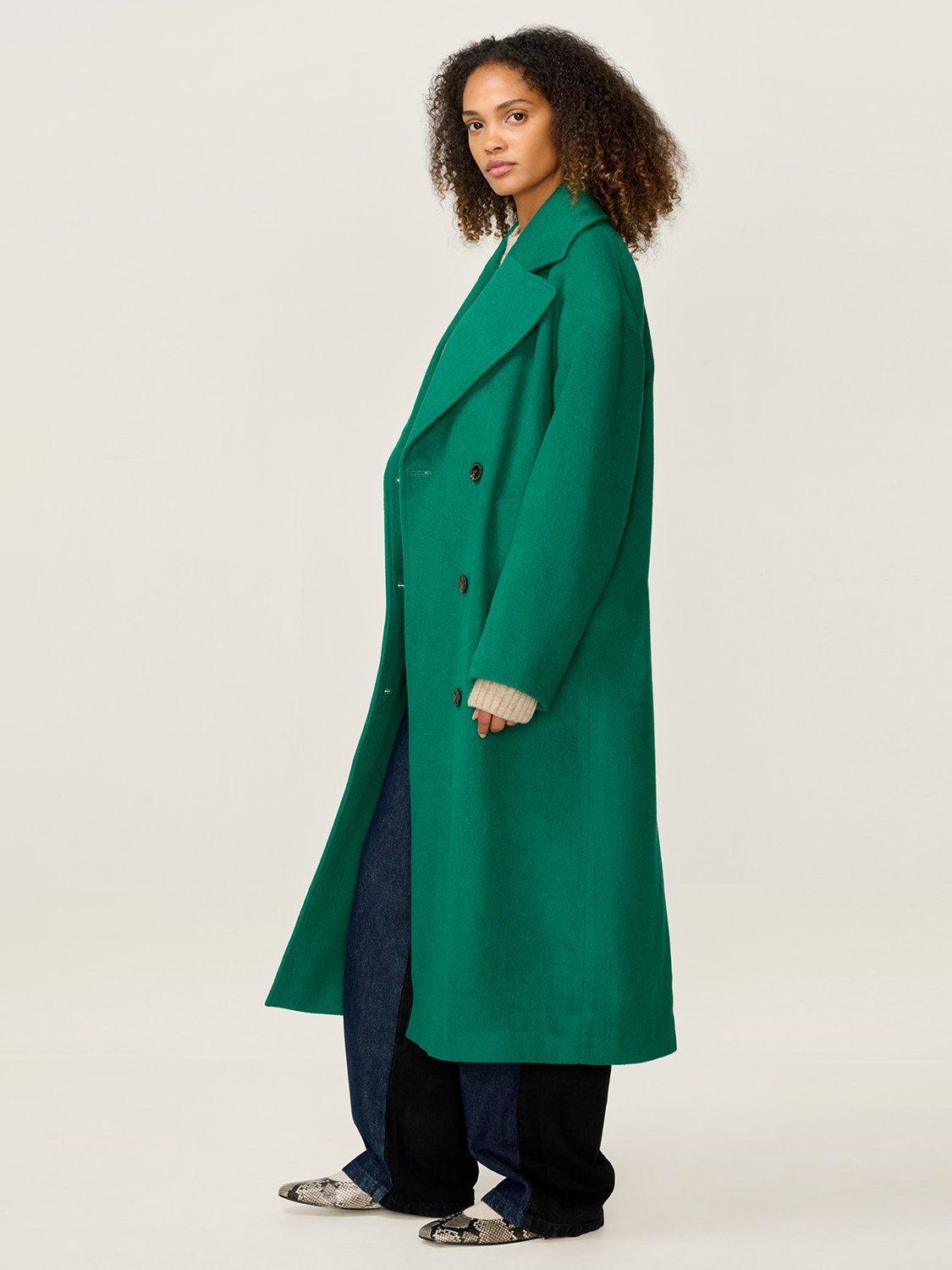 Product image 2 of 5, which shows OMNES Tina Oversized Long Coat, Green, XS