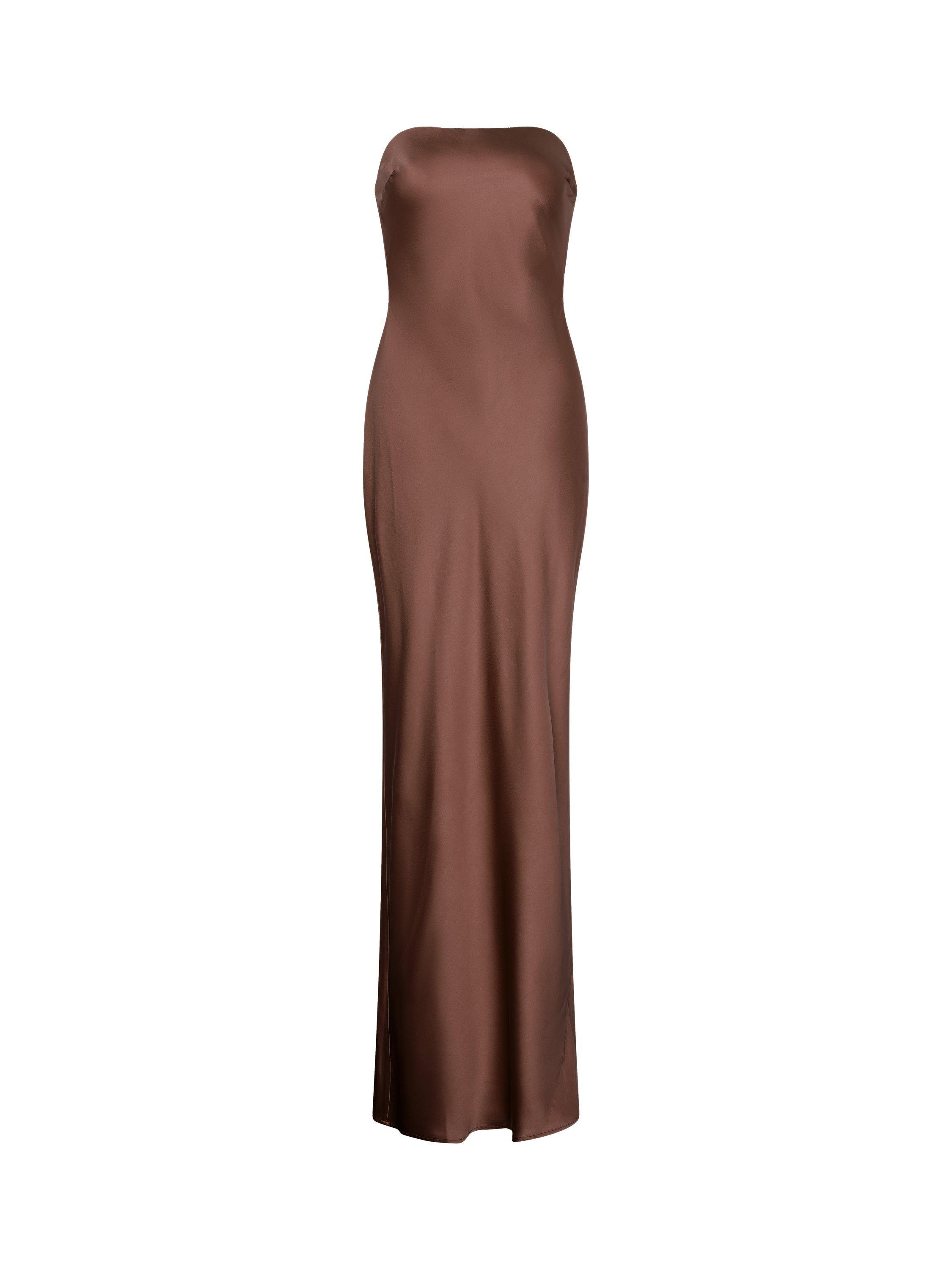 Product image 5 of 5, which shows OMNES Amdra Strapless Maxi Dress, Chocolate, 4