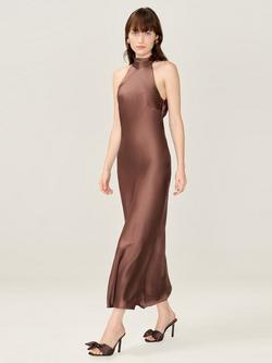 OMNES Seychelles Drape Back Dress - view 2, Chocolate