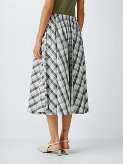 John Lewis Check Full Skirt, Black/White - view 2, Black / White