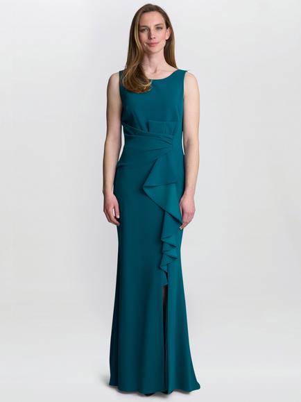 Gina Bacconi Jayden Crepe Maxi Dress, Teal, Teal