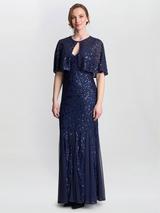 Gina Bacconi Naomi Beaded Velvet Dress, Navy