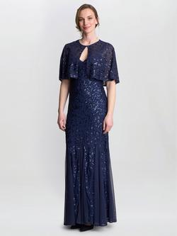 Gina Bacconi Jordan Sequin Maxi Dress & Jacket, Navy, Navy