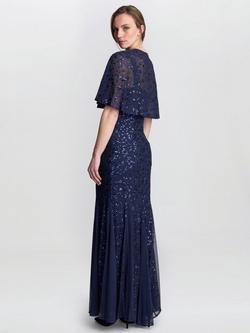 Gina Bacconi Jordan Sequin Maxi Dress & Jacket, Navy - view 2, Navy