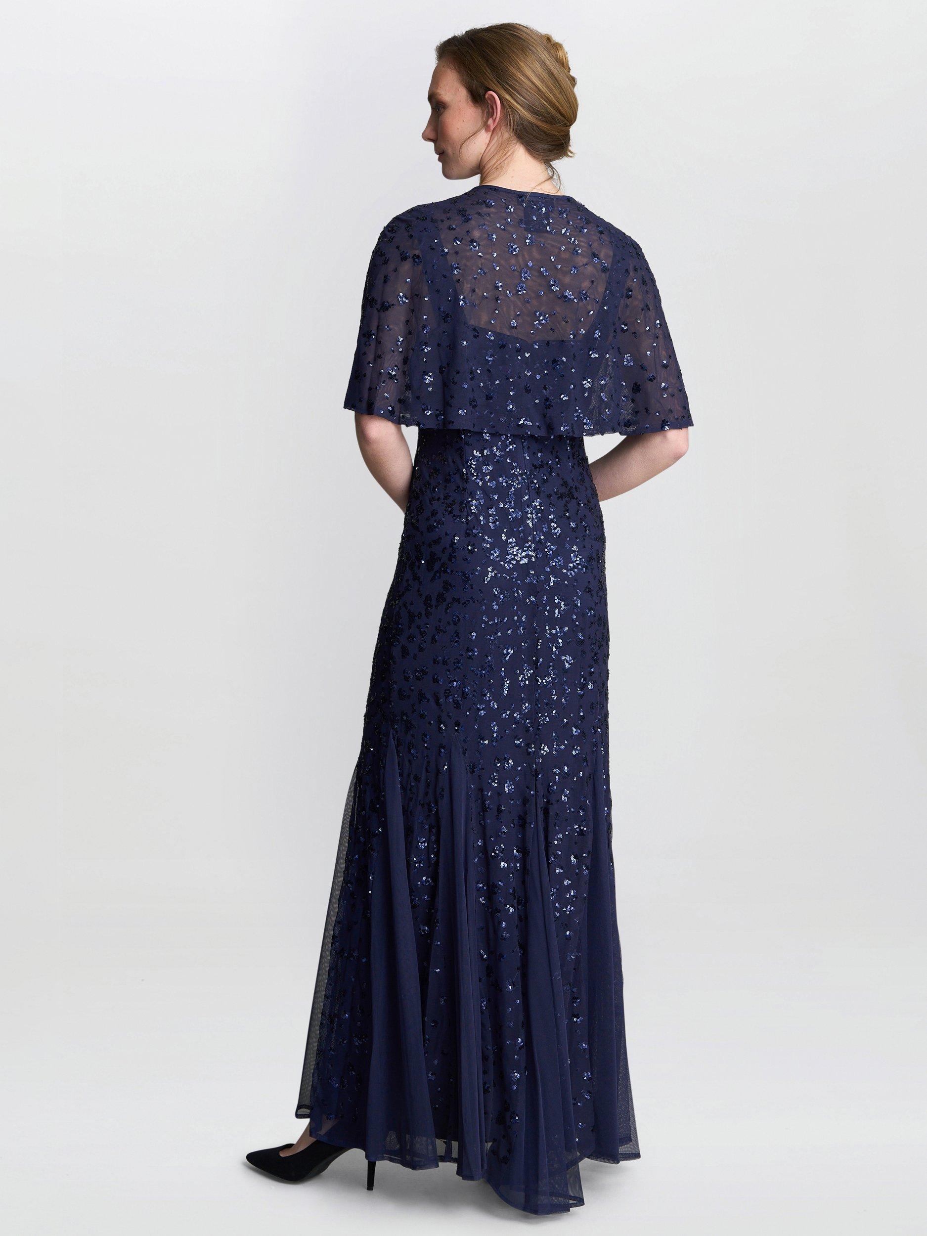 Product image 5 of 6, which shows Gina Bacconi Jordan Sequin Maxi Dress & Jacket, Navy, 10