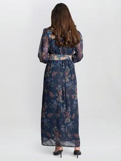Gina Bacconi Renata Boho Floral Dress, Navy/Multi - view 2, Navy/Multi