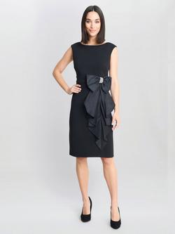 Gina Bacconi Arabella Crepe Taffeta Bow Dress, Black, Black