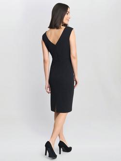 Gina Bacconi Arabella Crepe Taffeta Bow Dress, Black - view 2, Black