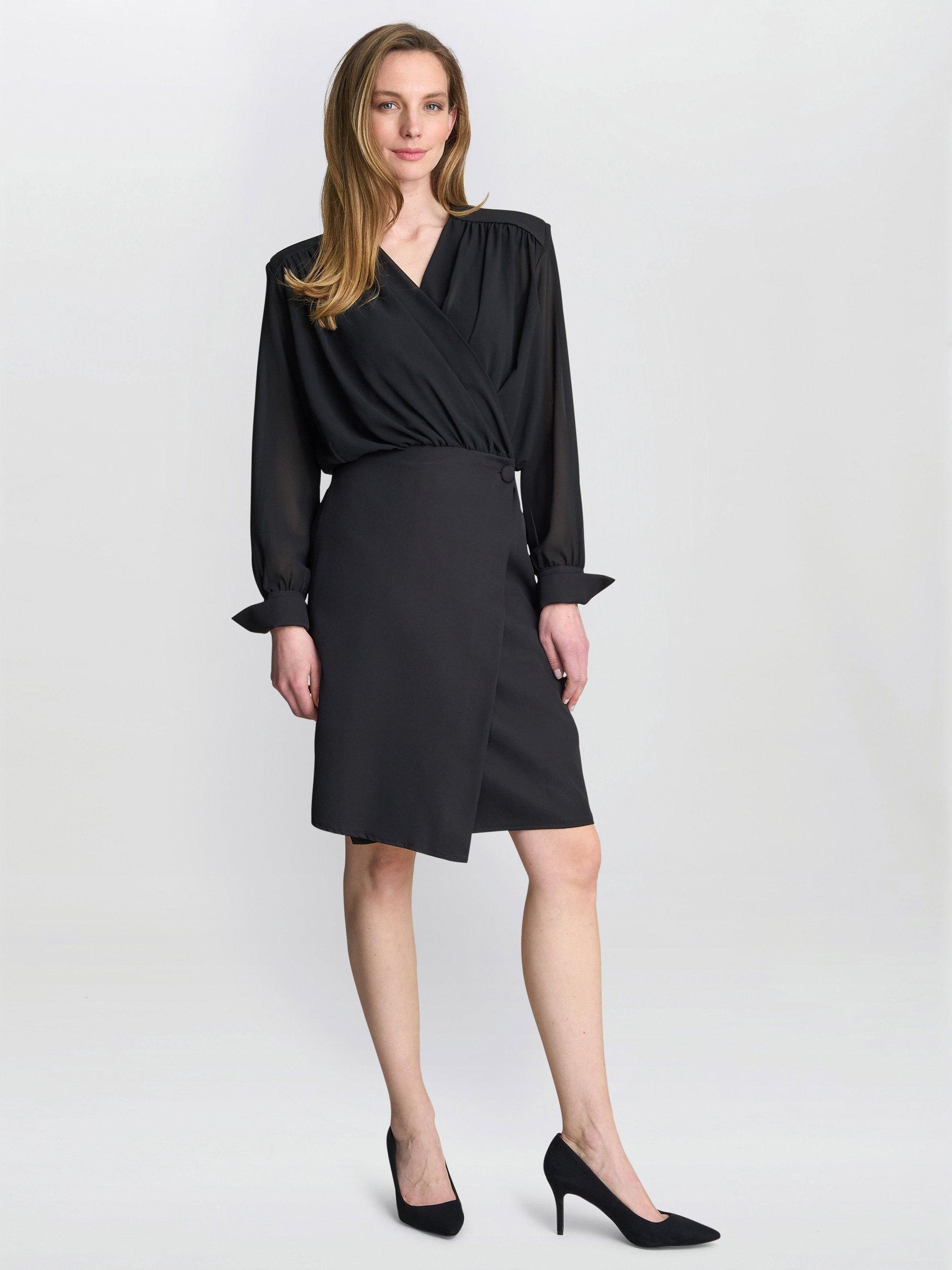 Product image 3 of 7, which shows Gina Bacconi Rae Wrap Dress, Black, S