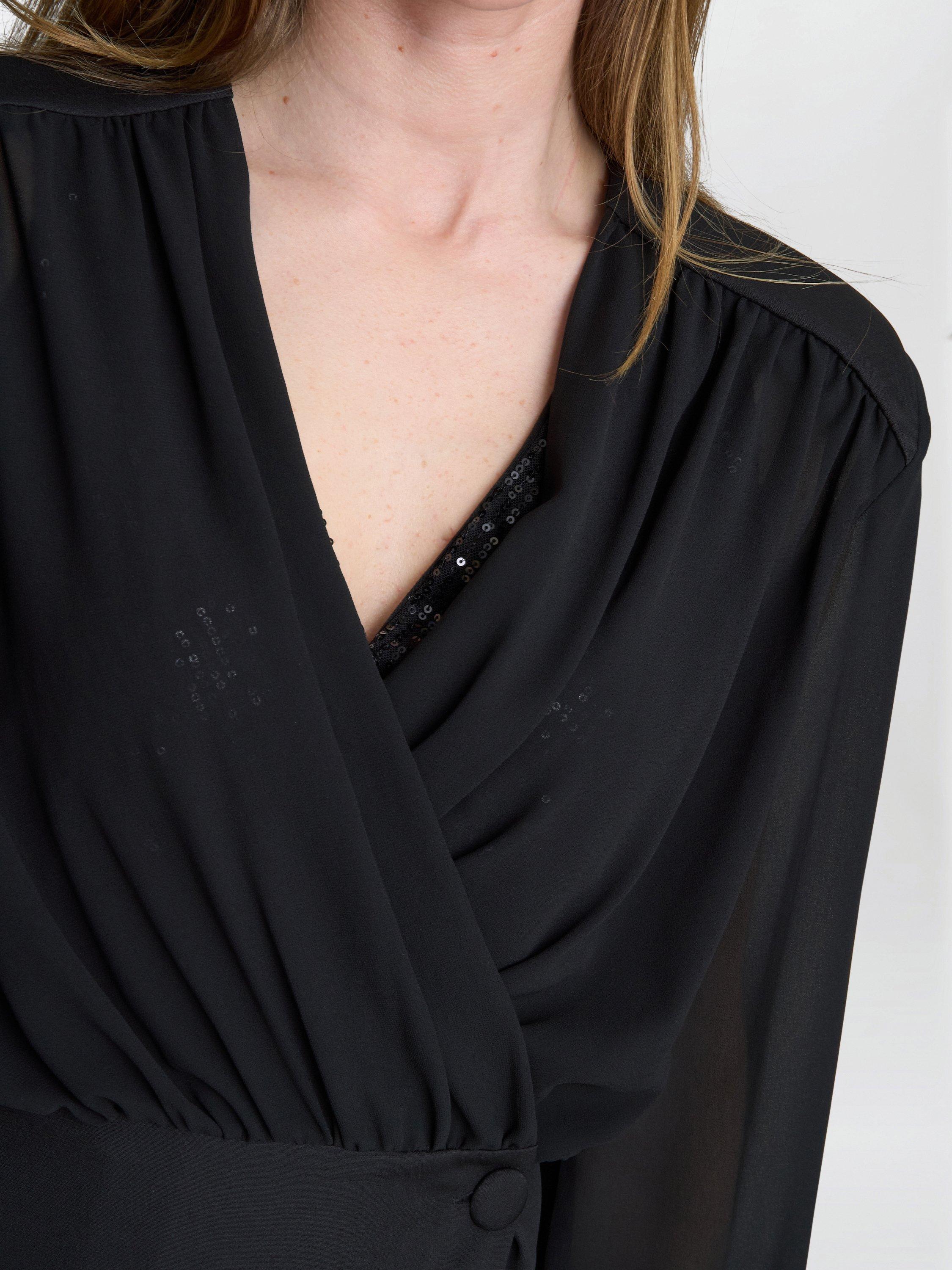 Product image 5 of 7, which shows Gina Bacconi Rae Wrap Dress, Black, S