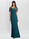 Gina Bacconi Jessie Off Shoulder Maxi Dress, Dark Green