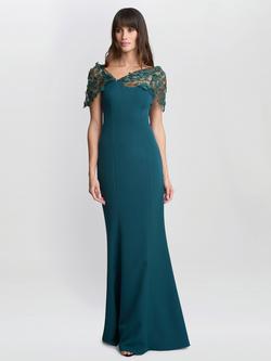 Gina Bacconi Jessie Off Shoulder Maxi Dress, Dark Green, Dark Green