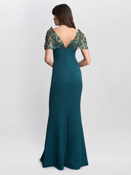 Gina Bacconi Jessie Off Shoulder Maxi Dress, Dark Green - view 2, Dark Green