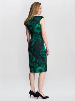 Gina Bacconi Candice Floral Shift Dress, Emerald - view 2, Emerald