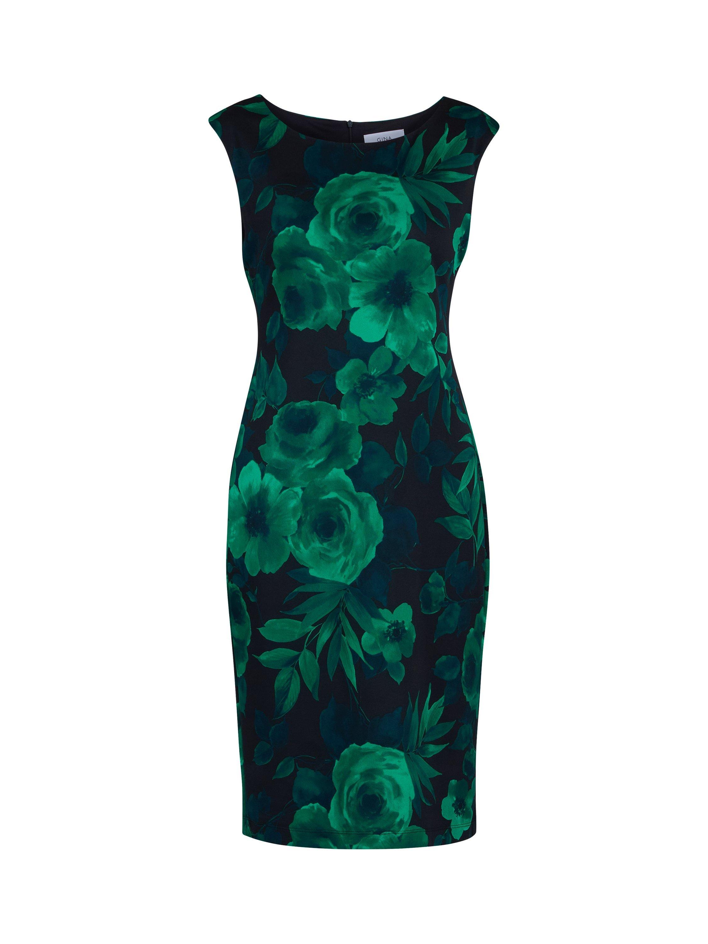 Product image 4 of 5, which shows Gina Bacconi Candice Floral Shift Dress, Emerald, 8