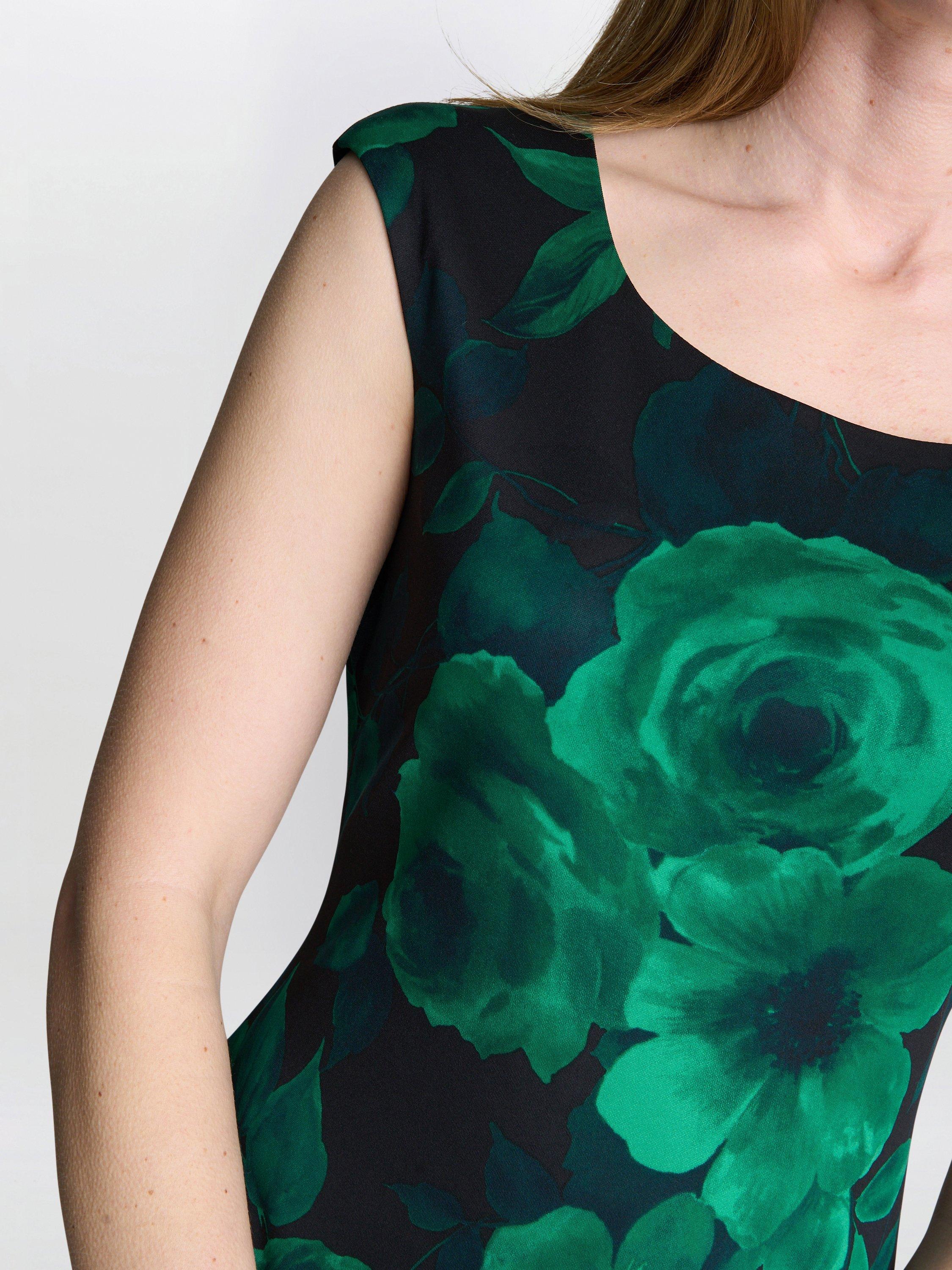 Product image 5 of 5, which shows Gina Bacconi Candice Floral Shift Dress, Emerald, 8