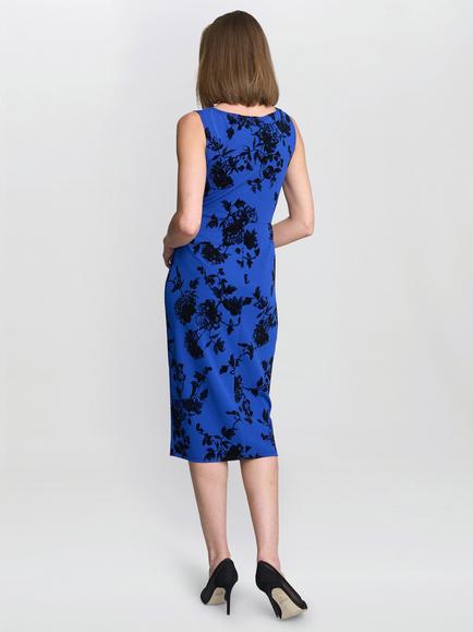 Gina Bacconi Ashley Floral Midi Dress, Cobalt - view 2, Cobalt