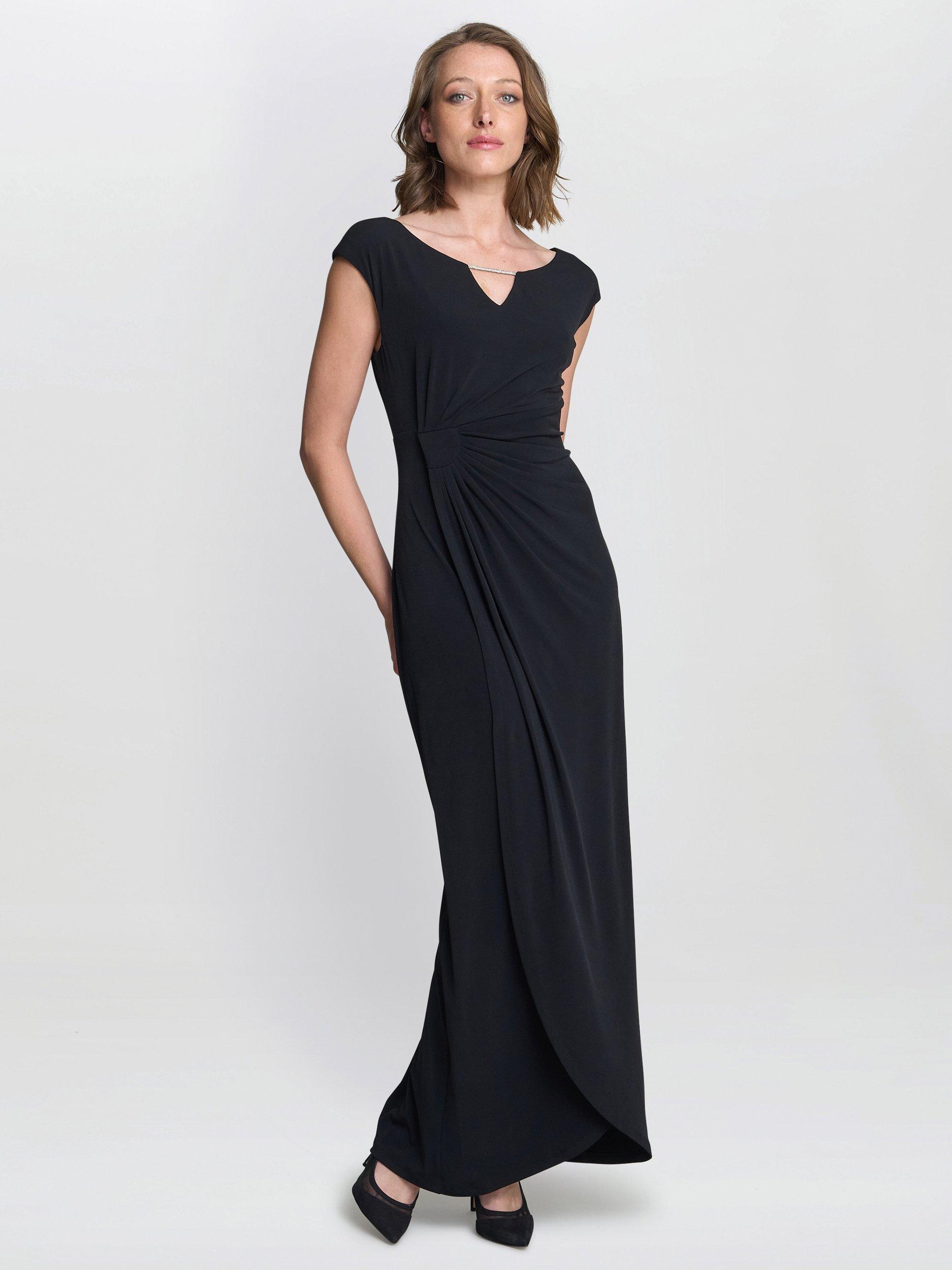 Product image 1 of 5, which shows Gina Bacconi Eileen Wrap Maxi Dress, Black, 8