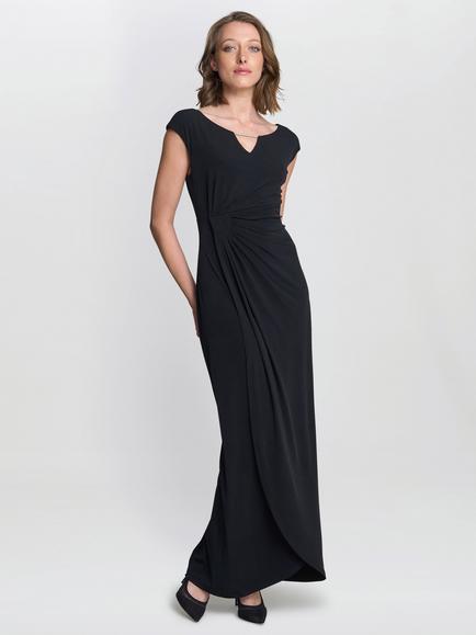 Gina Bacconi Eileen Wrap Maxi Dress, Black