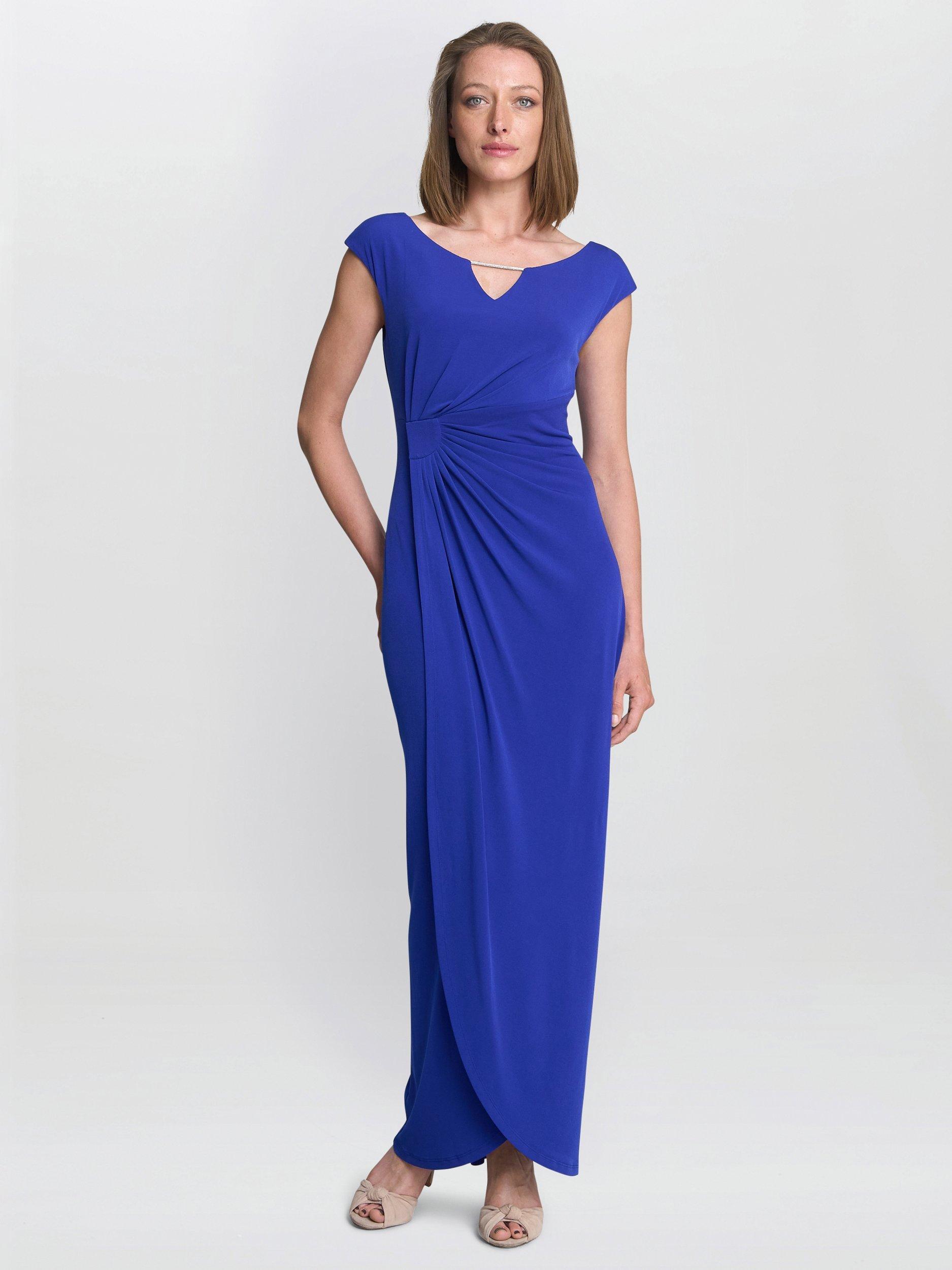 Product image 1 of 5, which shows Gina Bacconi Eileen Wrap Maxi Dress, Cobalt, 8