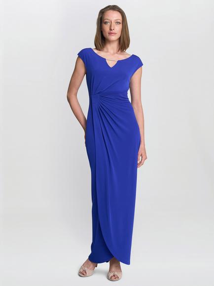 Gina Bacconi Eileen Wrap Maxi Dress, Cobalt