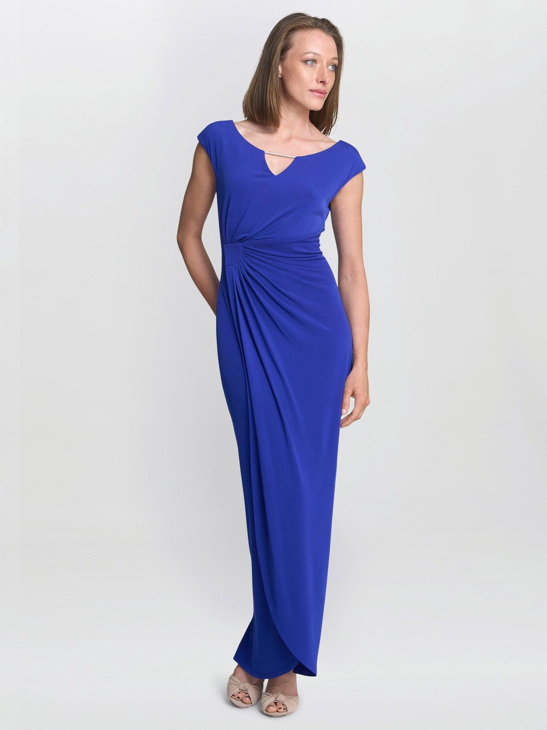 Product image 3 of 5, which shows Gina Bacconi Eileen Wrap Maxi Dress, Cobalt, 8