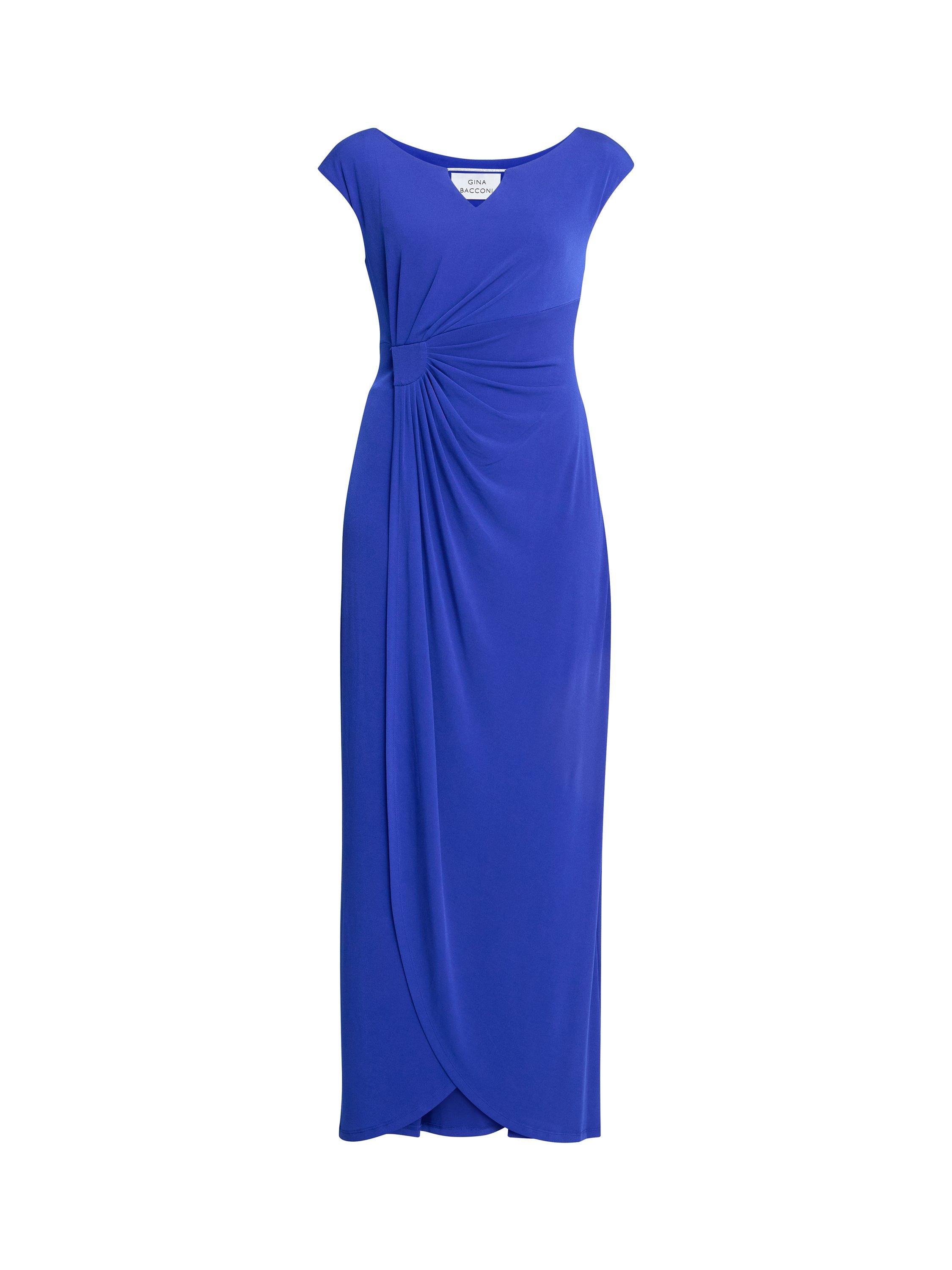 Product image 4 of 5, which shows Gina Bacconi Eileen Wrap Maxi Dress, Cobalt, 8
