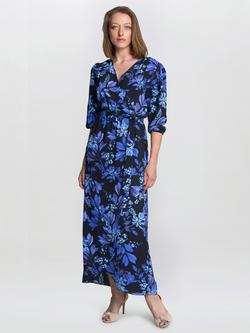 Gina Bacconi Emilyn Floral Maxi Dress, Black/Blue, Black/Blue