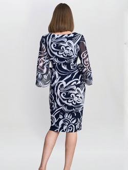 Gina Bacconi Iga Abstract Sheath Dress, Navy/White - view 2, Navy/White