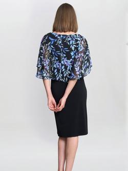 Gina Bacconi Jenny Floral Overlay Dress, Black/Blue - view 2, Black/Blue