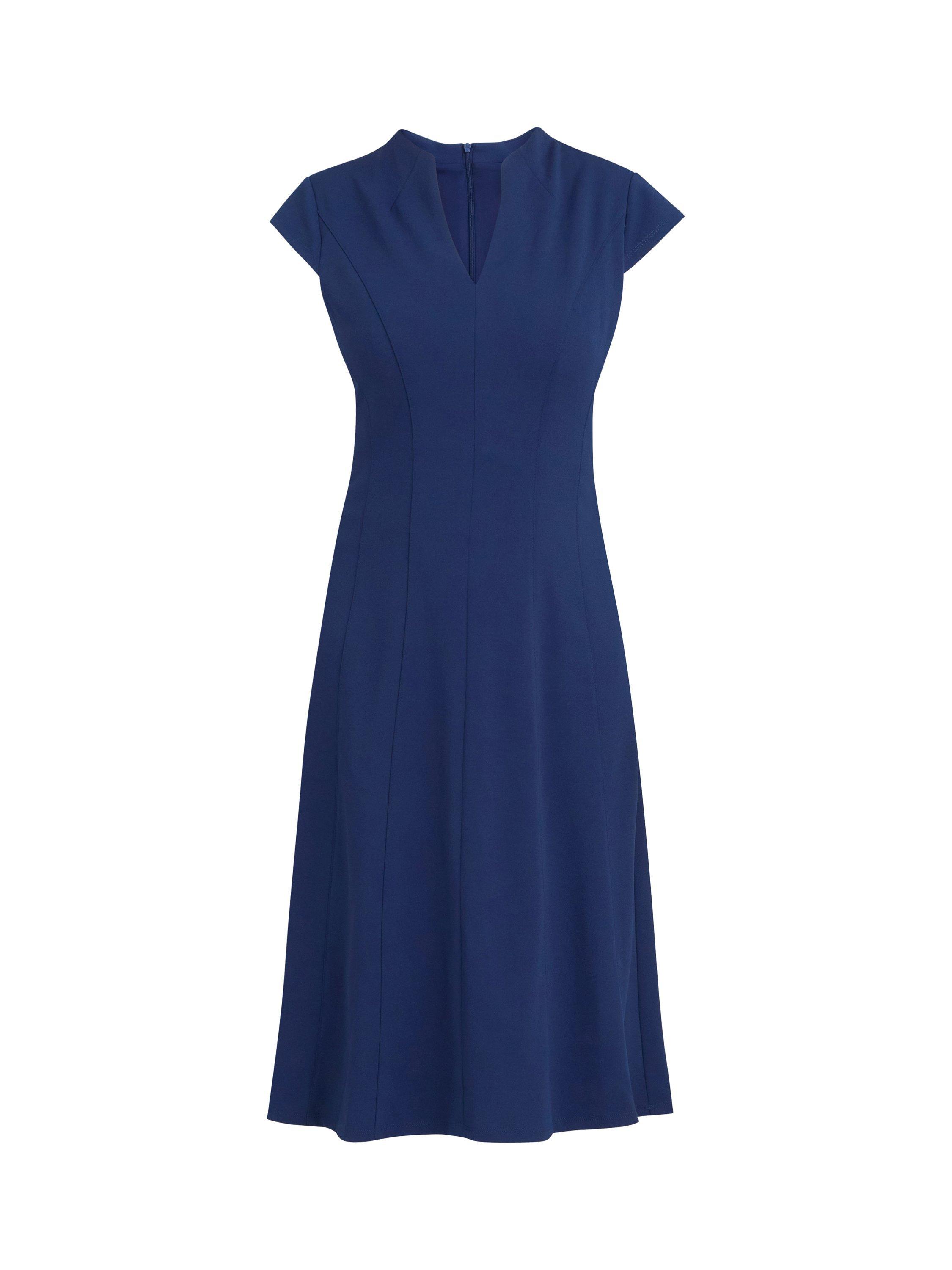 Product image 4 of 5, which shows Gina Bacconi Maxene Flared Midi Dress, Navy, 8