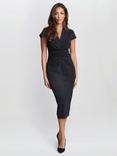 Gina Bacconi Maurine Ruched Midi Dress, Black