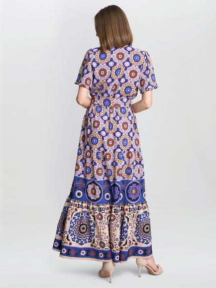 Gina Bacconi Margot Boho Maxi Dress, Beige/Blue - view 2, Beige/Blue