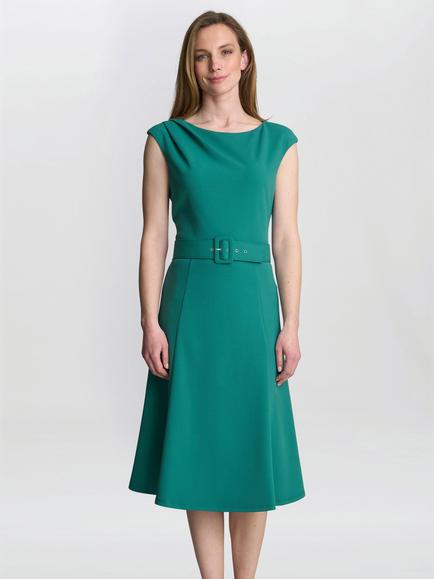 Gina Bacconi Mary Belted Midi Dress, Green, Green