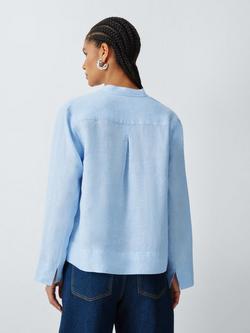 John Lewis Pure Linen V-Neck Top - view 2, Light Blue