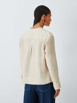 John Lewis Pure Linen V-Neck Top - view 2, Cream