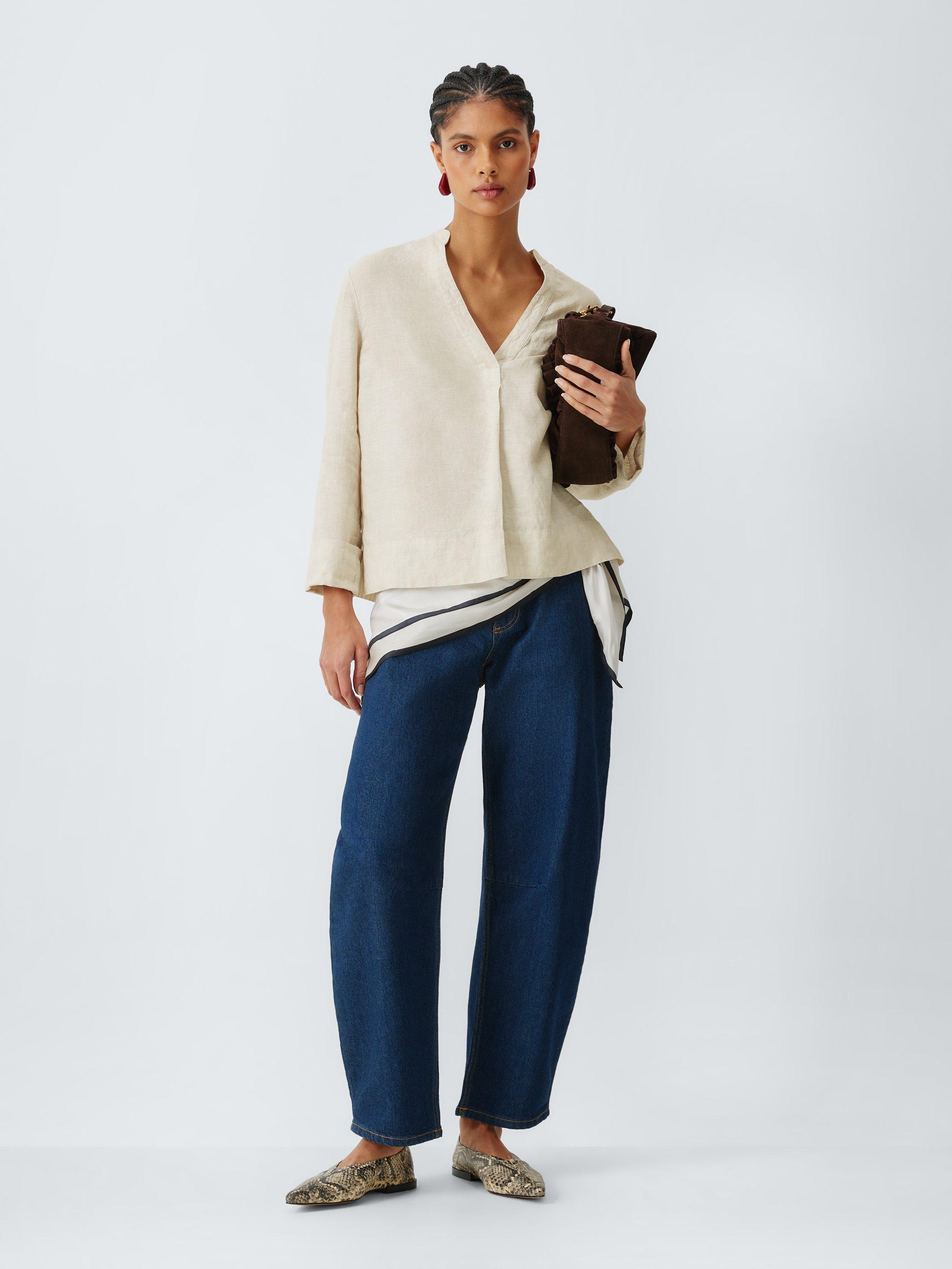 Product image 3 of 7, which shows John Lewis Pure Linen V-Neck Top, Natural, 8