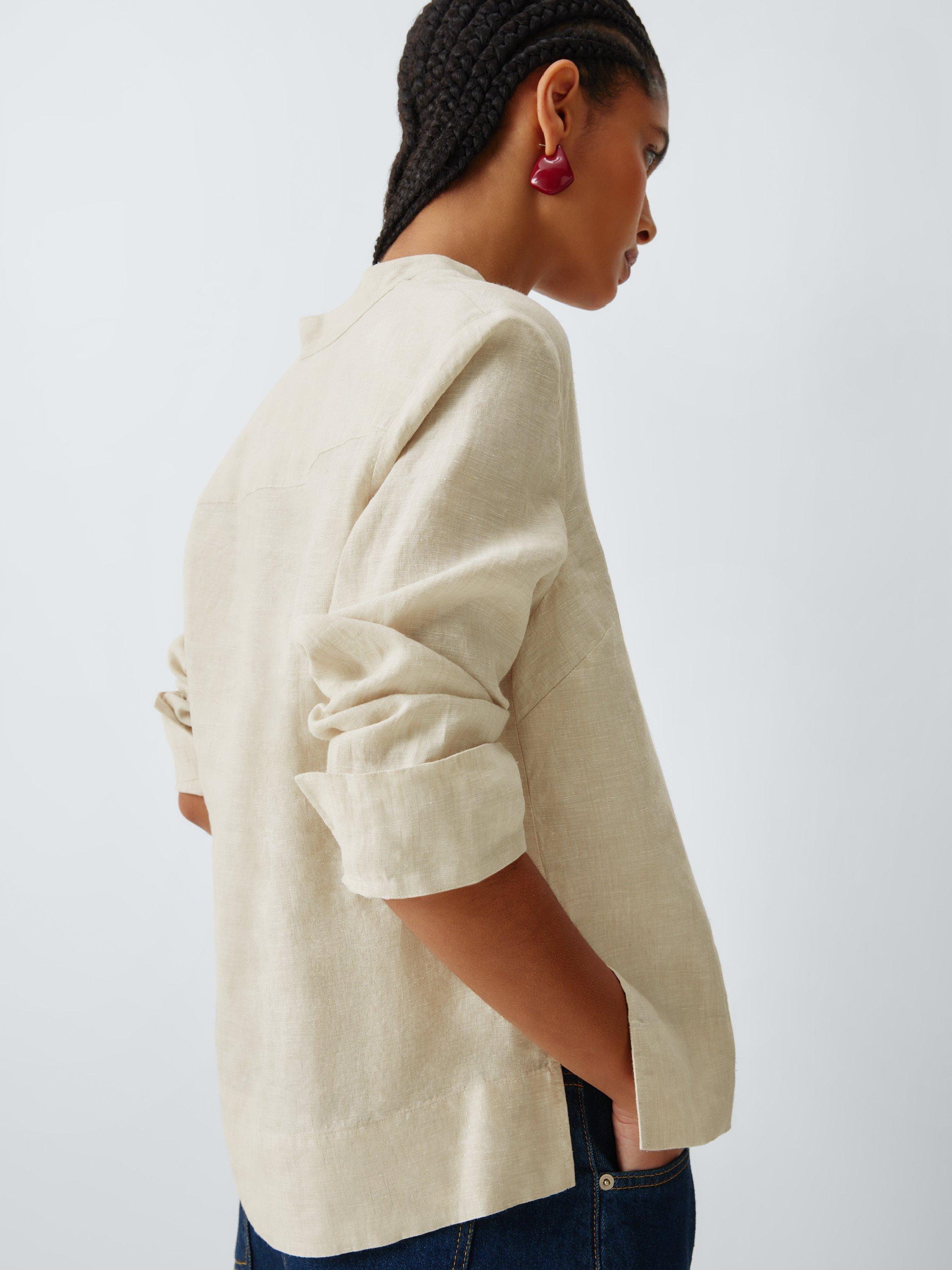 Product image 5 of 7, which shows John Lewis Pure Linen V-Neck Top, Natural, 8