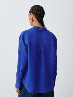John Lewis Pure Linen Shirt - view 2, Baja Blue