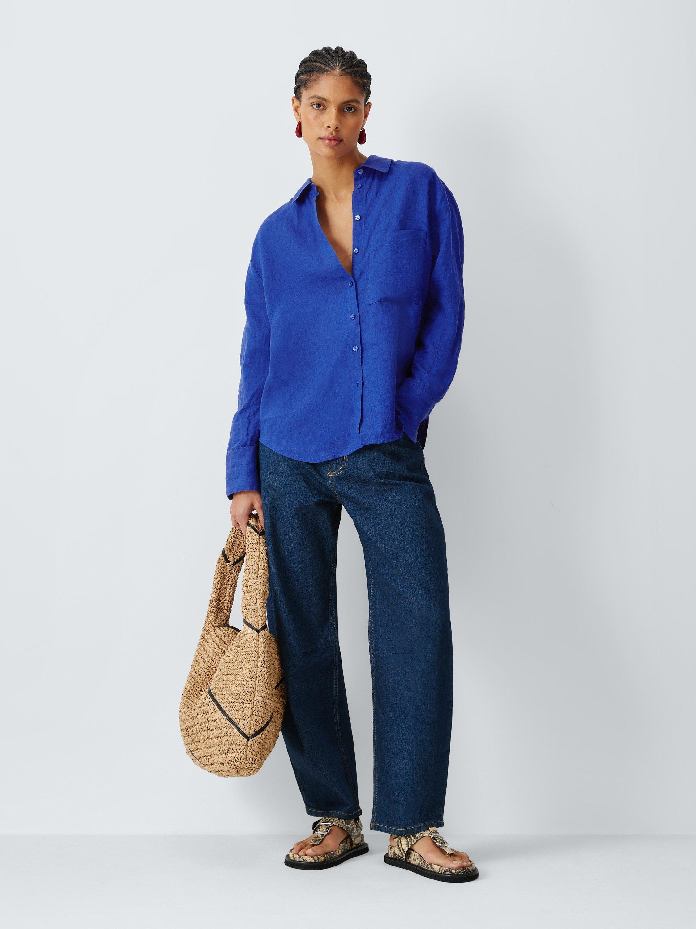 Product image 3 of 6, which shows John Lewis Pure Linen Shirt, Baja Blue, 8