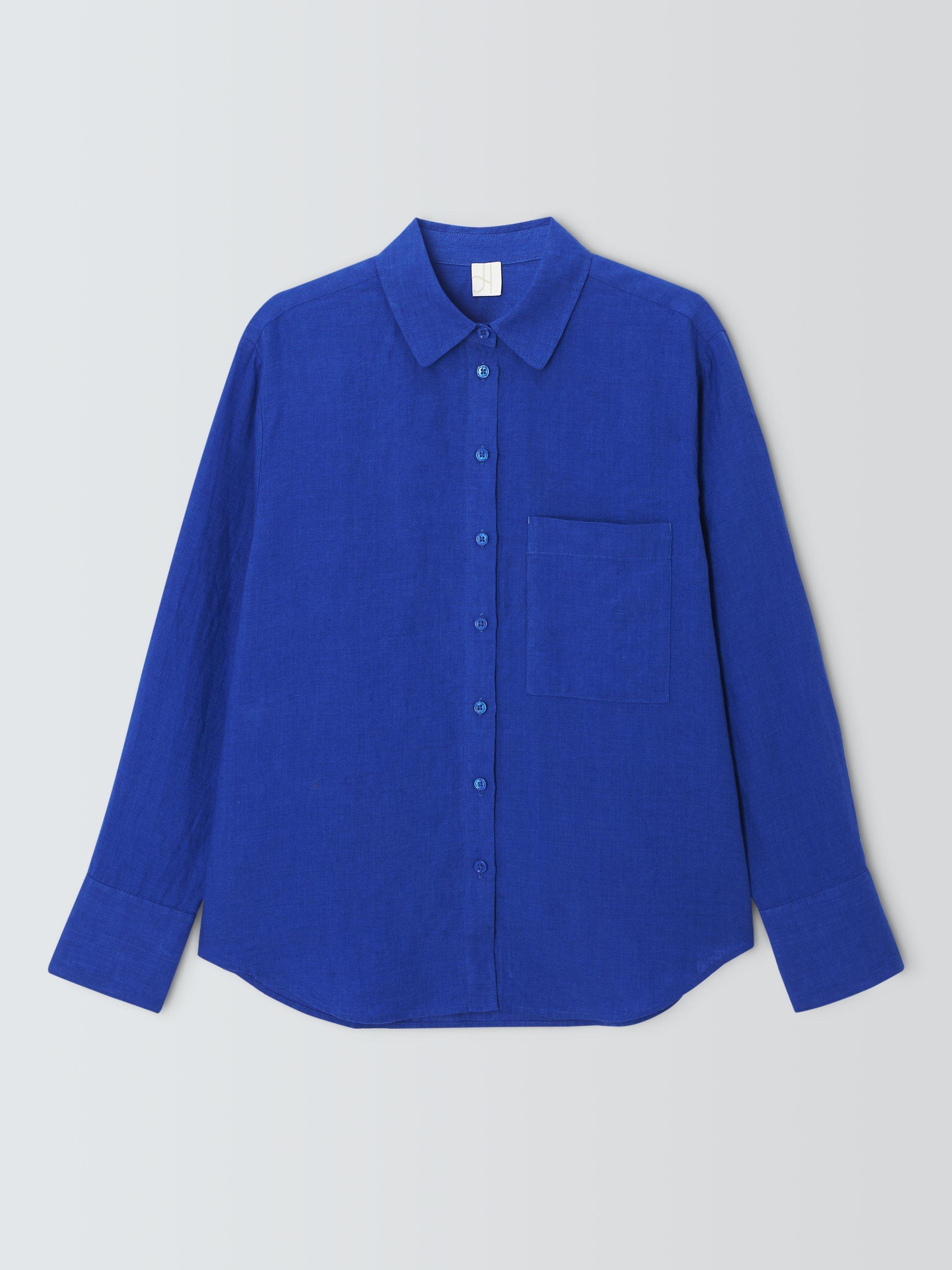 Product image 4 of 6, which shows John Lewis Pure Linen Shirt, Baja Blue, 8